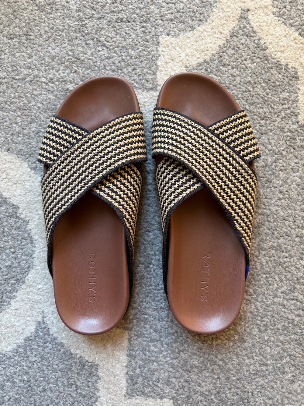 Rothy’s The Weekend Slide in Toffee Stripe